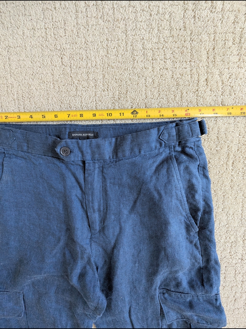 100% Linen Banana Republic Navy Straight-Leg Cargo Pants - Picture 9 of 13